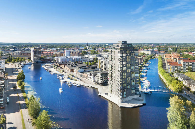 A
		drone shot of Karlstad